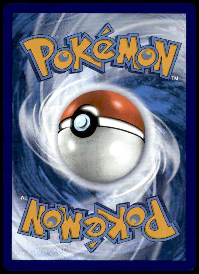 Pokémon card back: blue vortex, central Poké Ball, yellow logo, classic design.