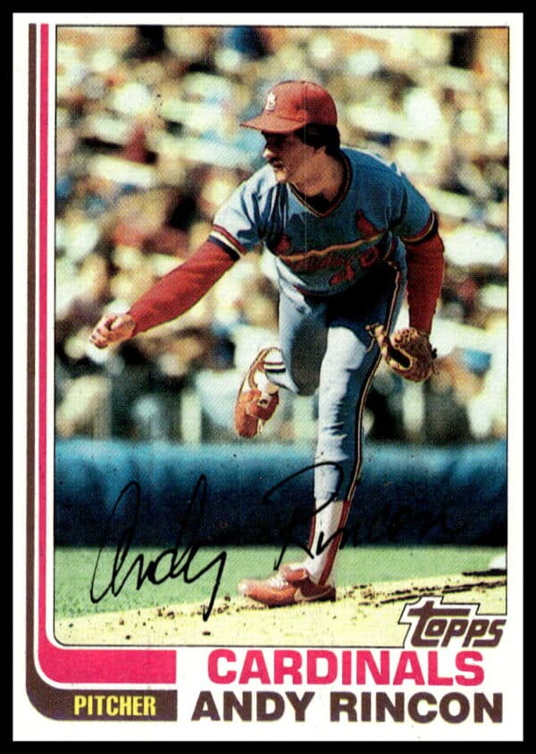 1982 Topps Andy Rincon Baseball Card #135, St. Louis Cardinals Pitcher.