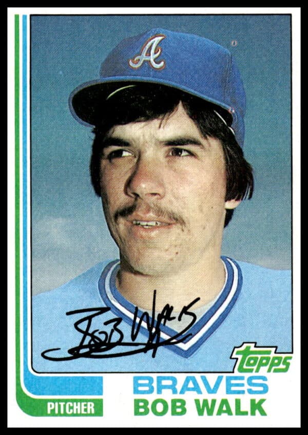 1982 Topps Bob Walk Baseball Card #296 Front View, Atlanta Braves Pitcher