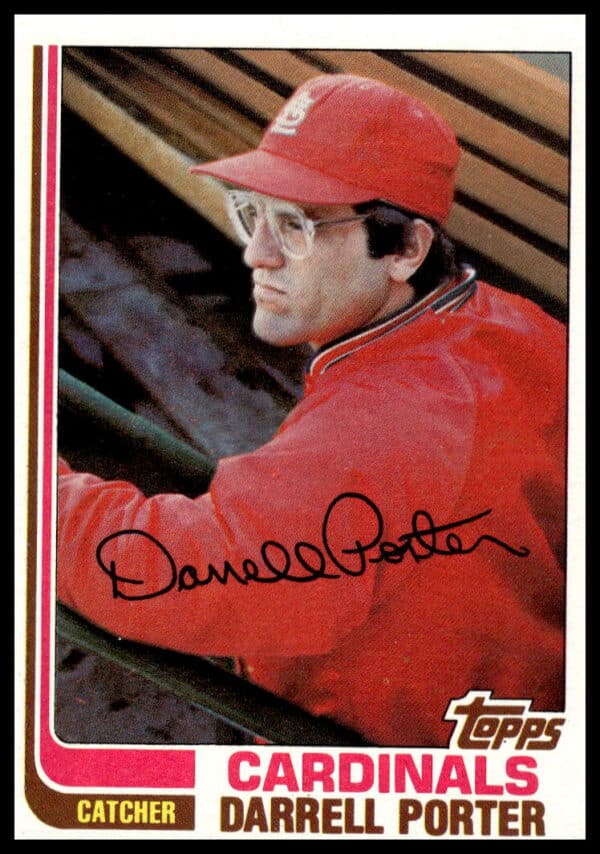 Darrell Porter 1982 Topps Baseball Card #447 in Kansas City Royals Uniform.
