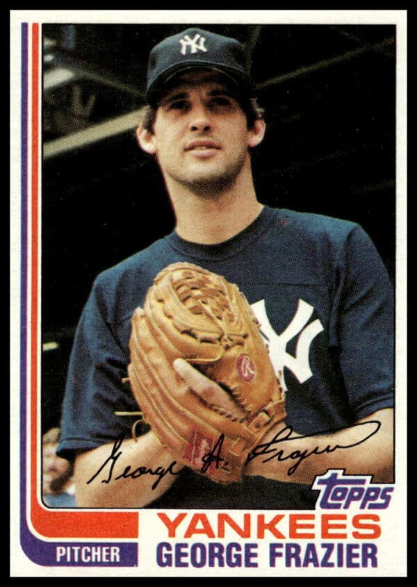 1982 Topps George Frazier #349 Baseball Card – Front View of Pitching Action