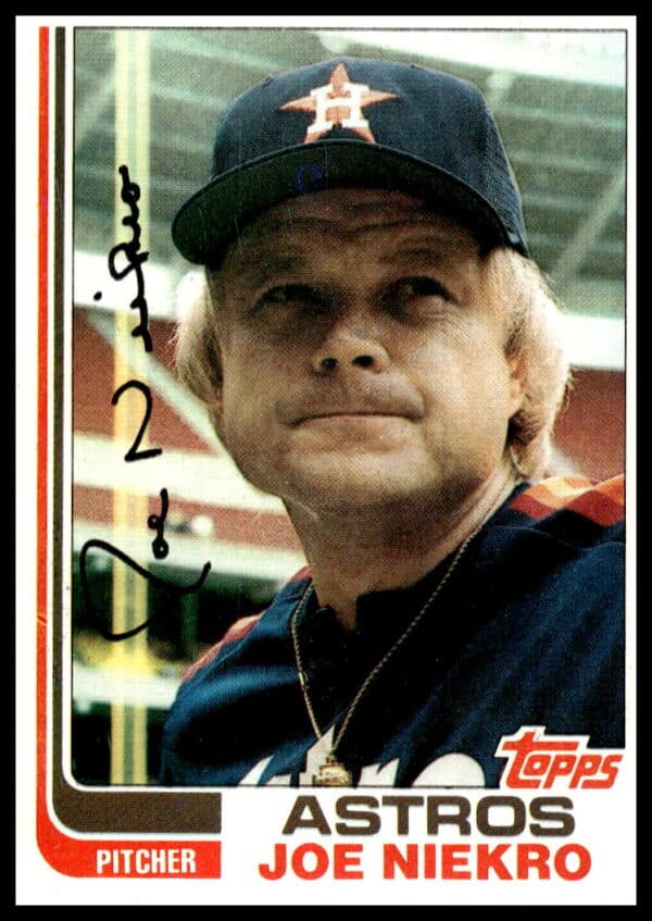 1982 Topps Joe Niekro #611, pitcher in Astros uniform, iconic baseball card.