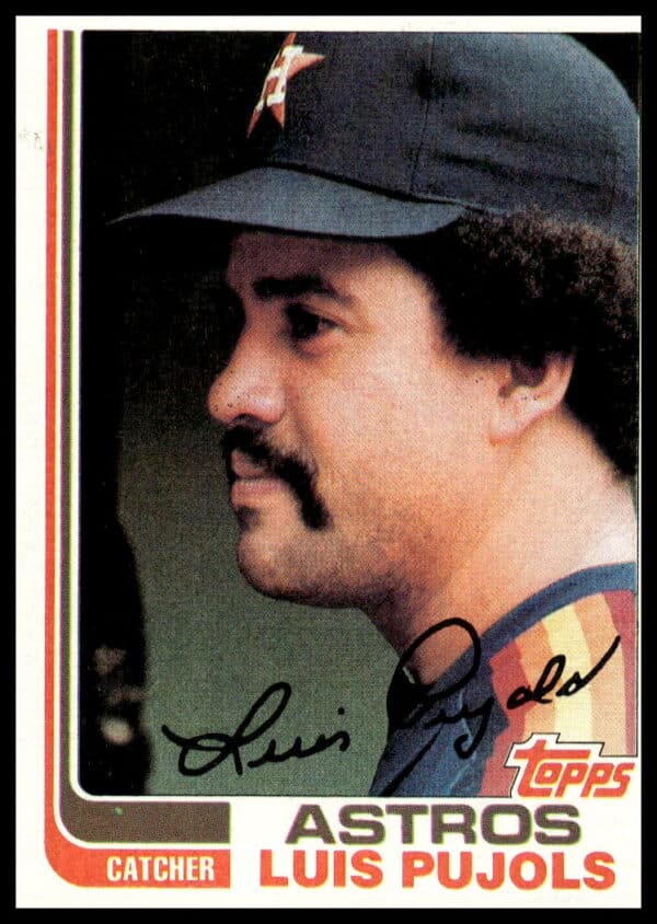 1982 Topps Luis Pujols #582, shows Astros player in action, classic 80s design.