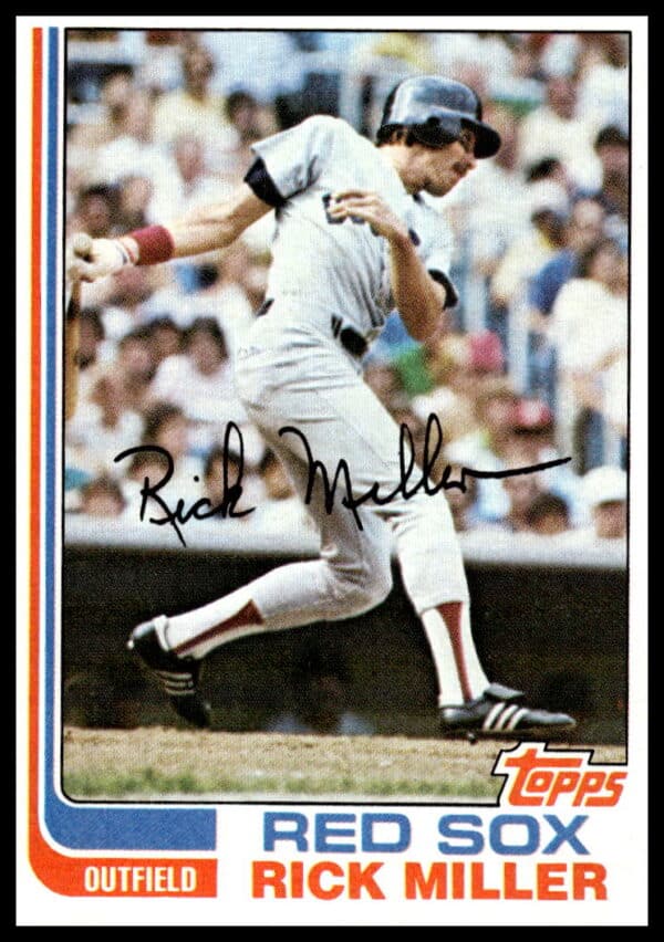 1982 Topps Rick Miller card #717, showcasing player stats and team logo, baseball collectible.