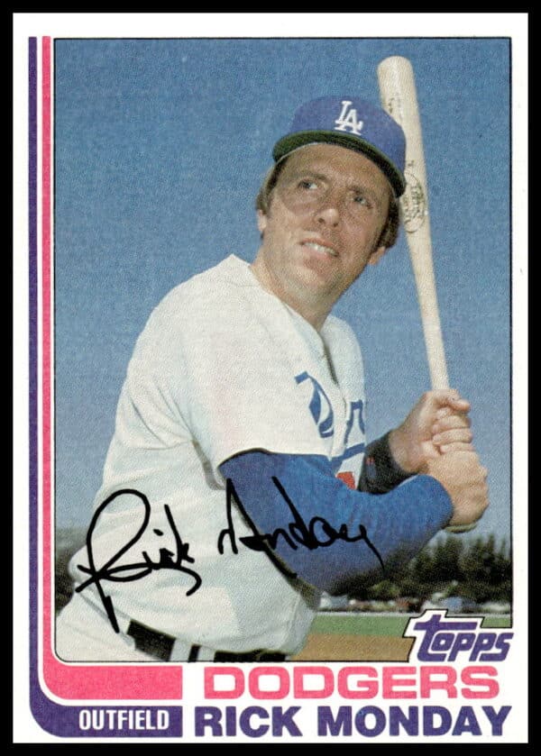 1982 Topps Rick Monday Baseball Card #577 featuring Dodgers outfielder.