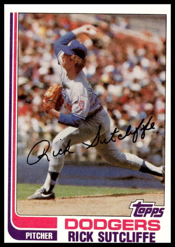 1982 Topps Rick Sutcliffe #609, Los Angeles Dodgers MLB card front with portrait.
