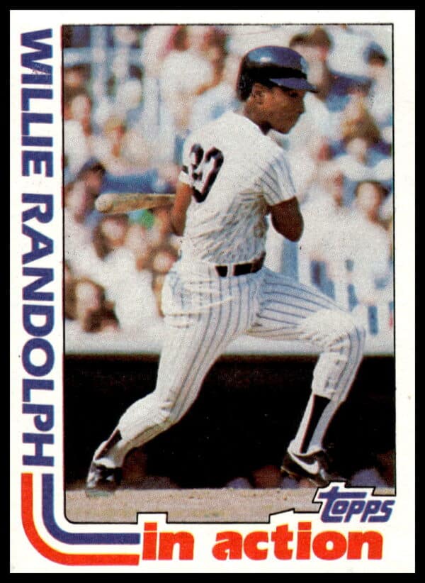 1982 Topps Willie Randolph #570 baseball card, Yankees player in action, iconic 80s design.