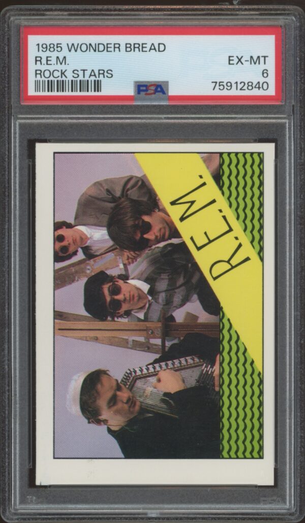 1986 Monkees Head trading card, PSA graded, featuring band in formal suits.