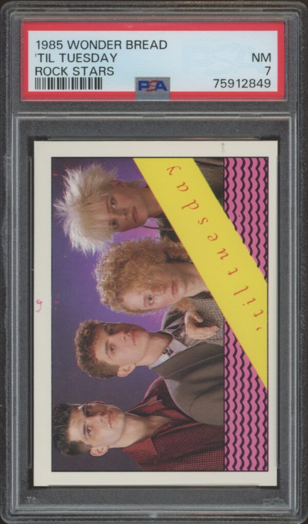 1988 Wonder Bread Til Tuesday PSA 7 card, magenta background, rock star group photo.