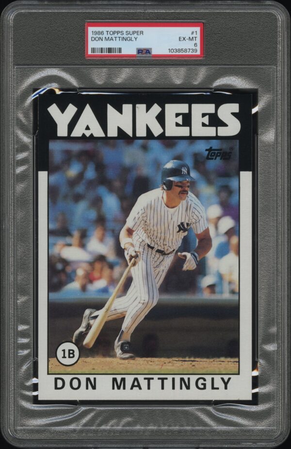 1986 Topps Don Mattingly Baseball Card, PSA 6, Iconic Yankees First Baseman.