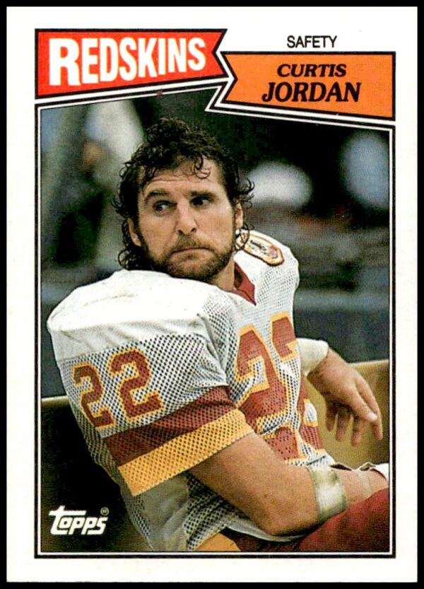 1987 Topps Curtis Jordan #78 Football Card, Washington Uniform, Determined Expression, NFL History