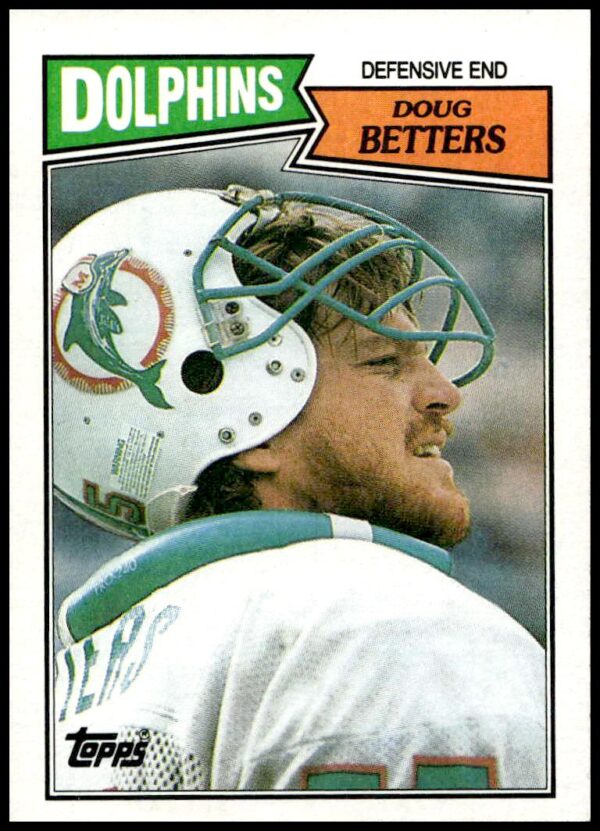 1987 Topps Doug Betters #246 Miami Dolphins football card, defensive end in action stance.