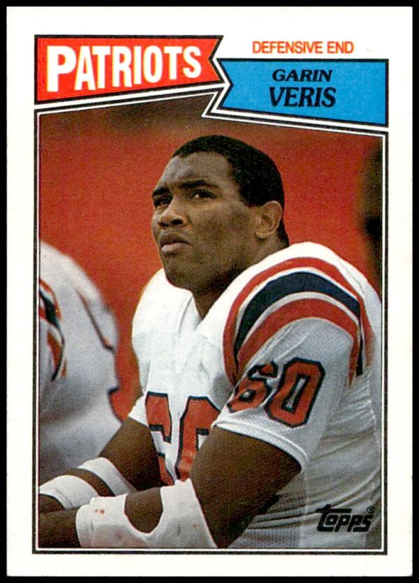 Garin Veris 1987 Topps Football Card #106, New England Patriots, Action Pose