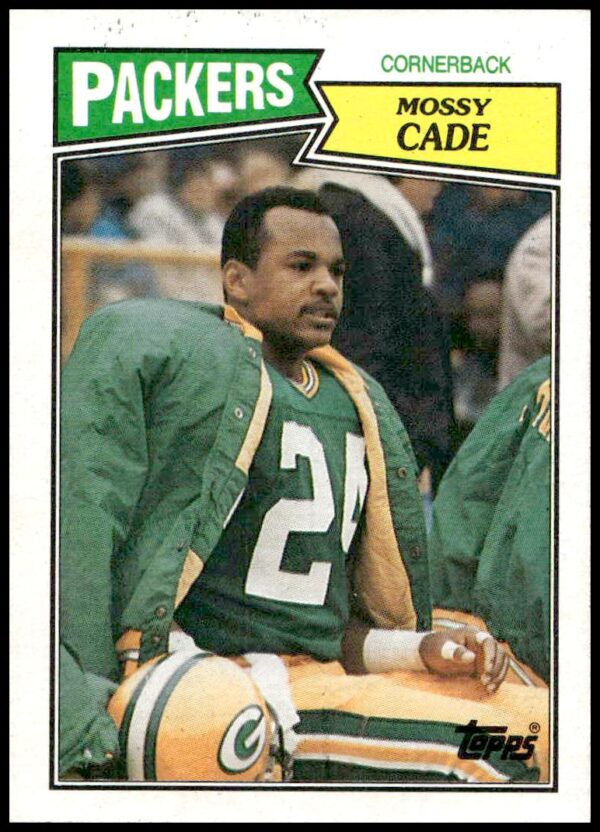 Front of 1987 Topps Mossy Cade football card, featuring player in uniform, #360.