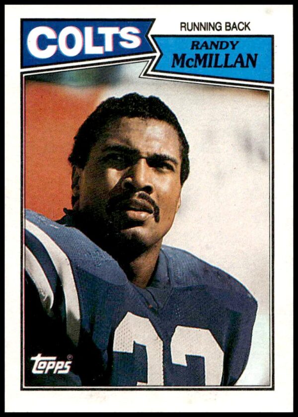 1987 Topps Randy McMillan football card depicting him in team uniform, card number 375.