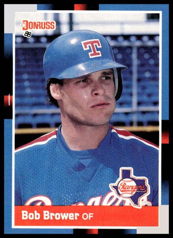 1988 Donruss #346 baseball card showing Texas Rangers outfielder Bob Brower in action.