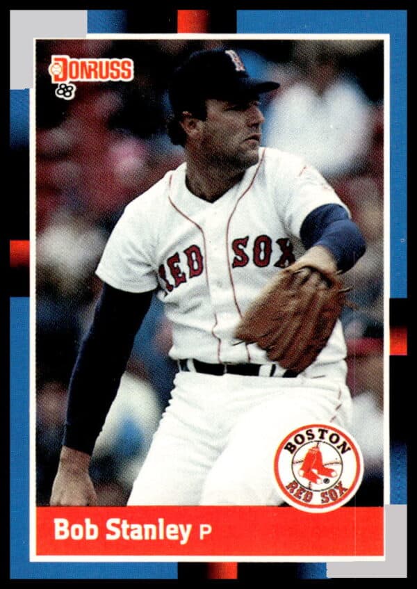 Bob Stanley 1988 Donruss Baseball Card #92, Boston Red Sox, Mid-action Pose.