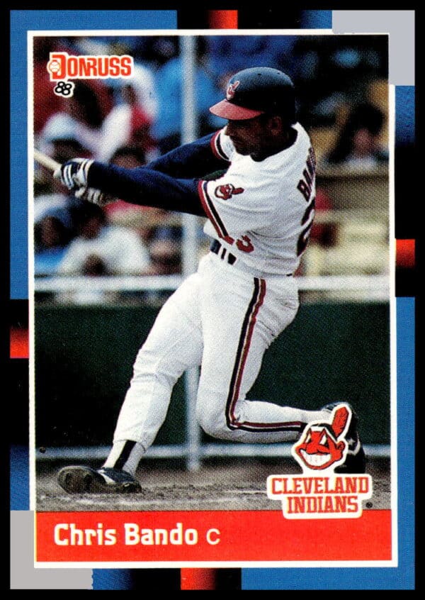 Chris Bando 1988 Donruss card #95, Cleveland Indians uniform, front view.