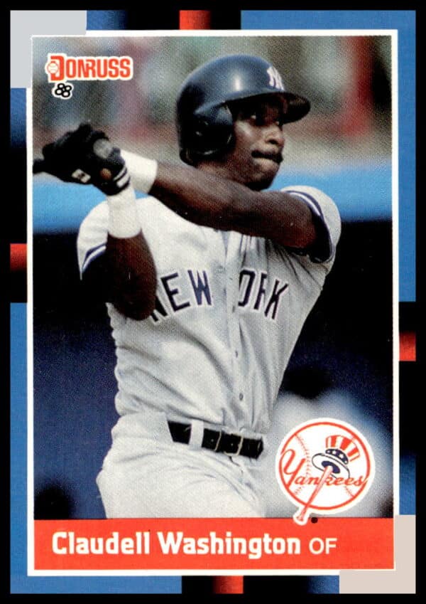 1988 Donruss Claudell Washington #340 baseball card, featuring an action pose in team uniform.