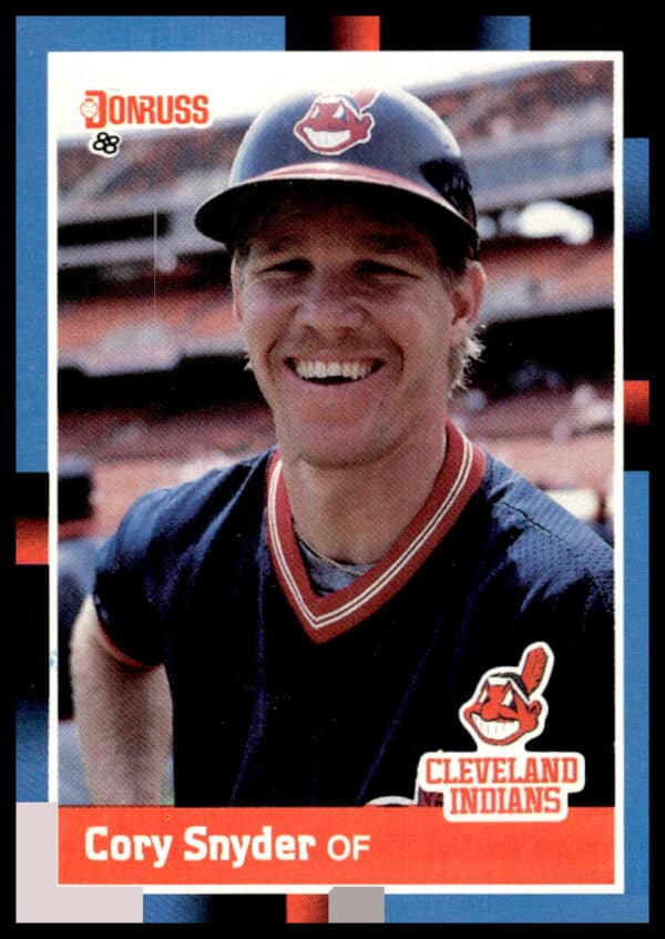 Cory Snyder 1988 Donruss #350 Baseball Card in Cleveland Indians Uniform.
