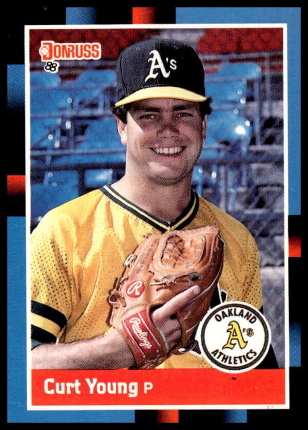 Curt Young 1988 Donruss Baseball Card #97, Oakland Athletics Pitcher, Classic Action Pose
