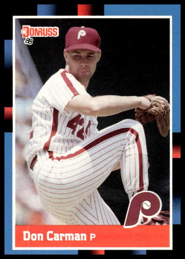 1988 Donruss #385: Don Carman Philadelphia Phillies Action Shot (Front)