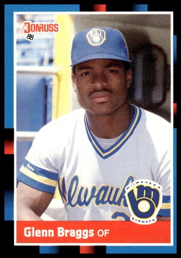 Glenn Braggs 1988 Donruss Baseball Card #240, showcasing batting stance and team uniform.
