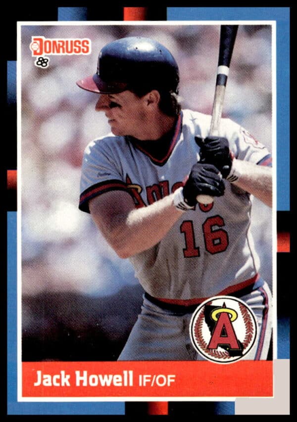 Jack Howell 1988 Donruss baseball card #333, front view, in-action game pose.