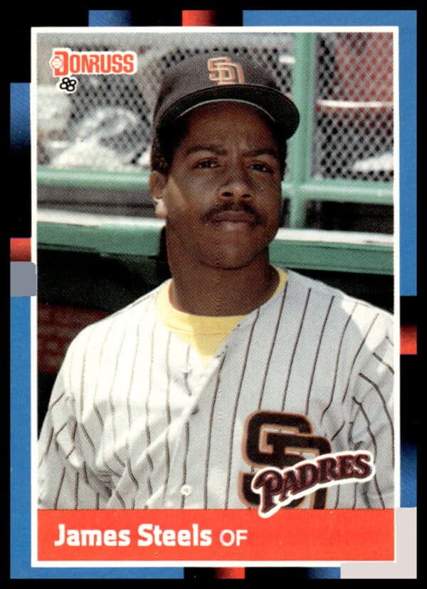 Vintage 1988 Donruss James Steels baseball card featuring dynamic action shot, card #360.