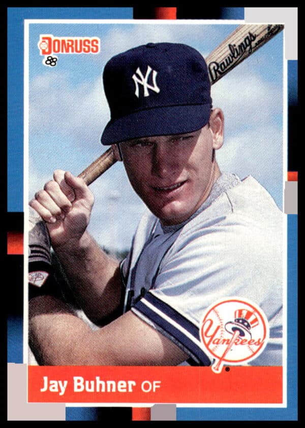 1988 Donruss Jay Buhner baseball card #545, featuring vibrant 80s design and action pose.