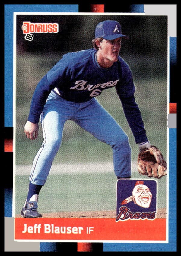 1988 Donruss Jeff Blauser card, Atlanta Braves infielder, vintage design, #513.