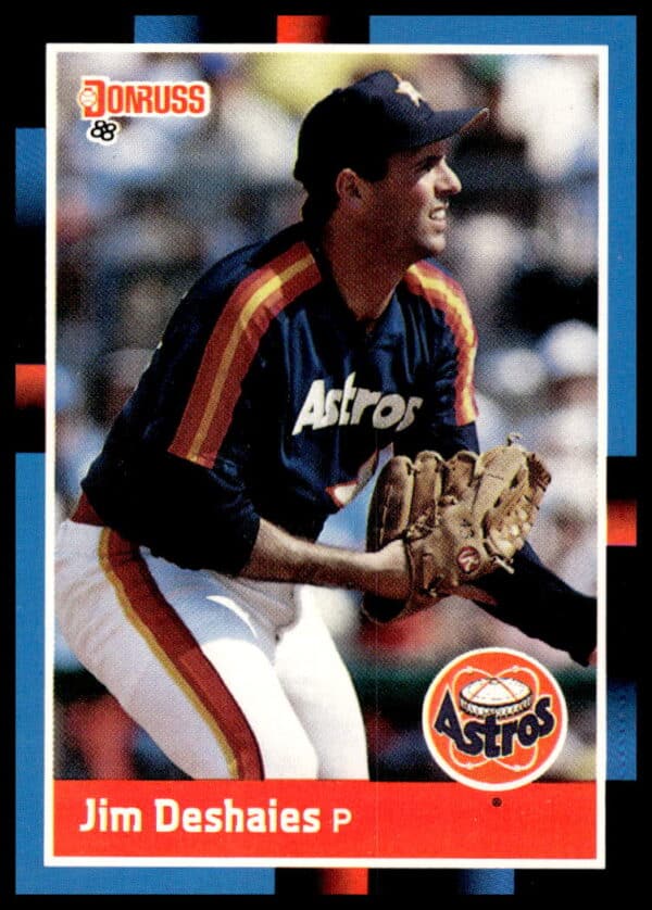 1988 Donruss Jim Deshaies card: Astros pitcher mid-action, classic design.