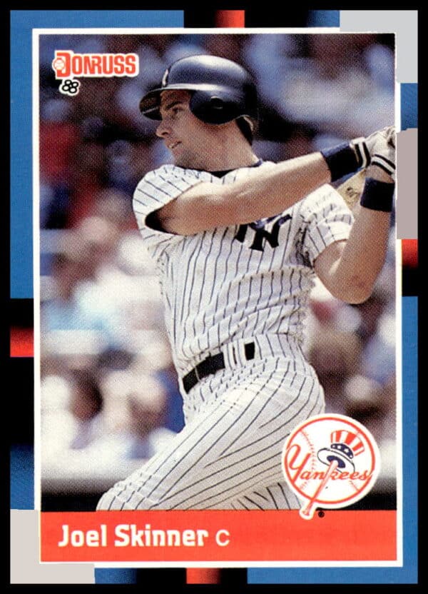 1988 Donruss Joel Skinner Yankees baseball card, close-up photo, card #474.