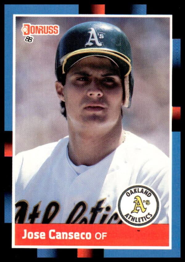 1988 Donruss Jose Canseco #302 card featuring his iconic batting stance.