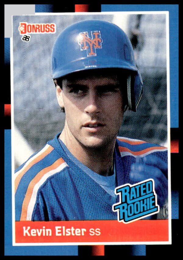 1988 Donruss Kevin Elster Baseball Card, New York Mets #37, action shot.