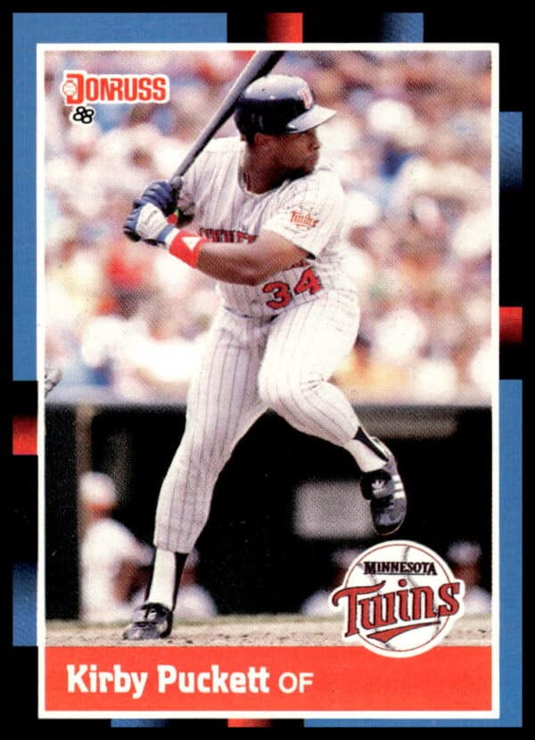 1988 Donruss Baseball Card Front: Kirby Puckett #368 in Minnesota Twins Uniform.