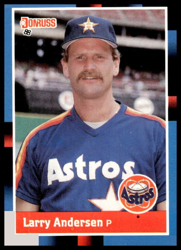 Larry Andersen 1988 Donruss Baseball Card #332 featuring bold late-80s design and dynamic pitching pose.