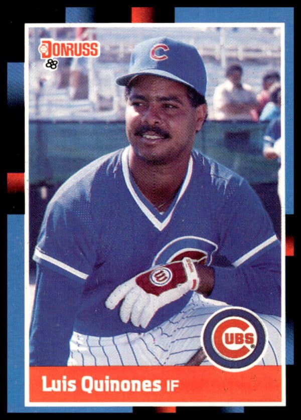 1988 Donruss Luis Quinones #365, vibrant card showcasing iconic style and classic batting pose.