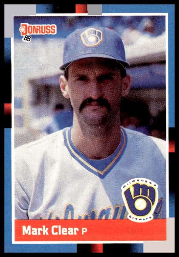 1988 Donruss Mark Clear #372 Baseball Card Featuring Pitcher Mid-Game in Uniform