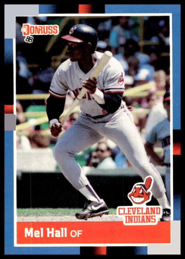 1988 Donruss Mel Hall card #342, featuring Cleveland Indians uniform, vibrant late 80s design.