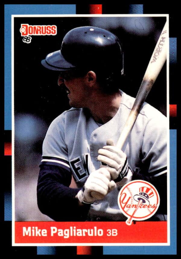 1988 Donruss Baseball Card featuring Mike Pagliarulo, Yankees third baseman, card #105, iconic design.