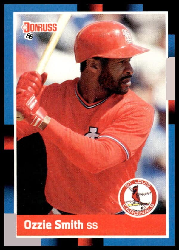 Front of 1988 Donruss Ozzie Smith baseball card, legendary shortstop, card #263.