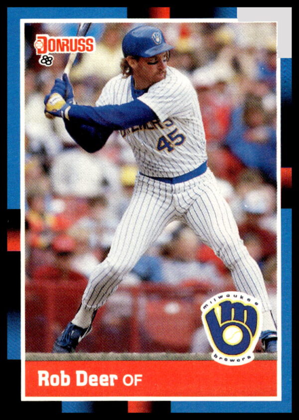 1988 Donruss #274, Rob Deer in Brewers uniform, poised for action.