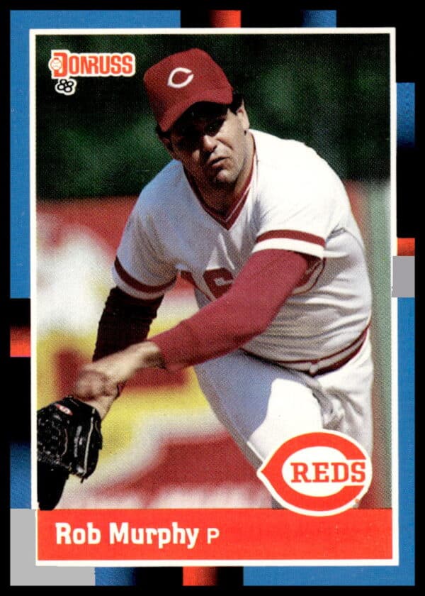 Front view of Rob Murphys 1988 Donruss baseball card, Cincinnati Reds pitcher, card #82.