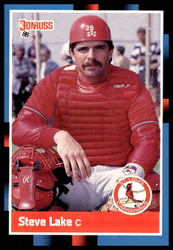 1988 Donruss Steve Lake Phillies Baseball Card #510, showcasing him mid-action.