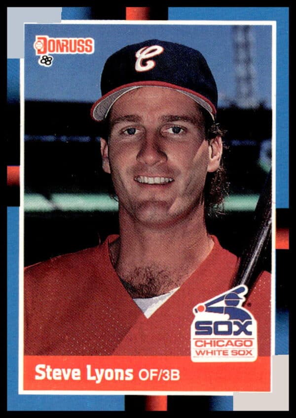 1988 Donruss Baseball Card #532: Steve Lyons in White Sox Uniform, Action Shot.