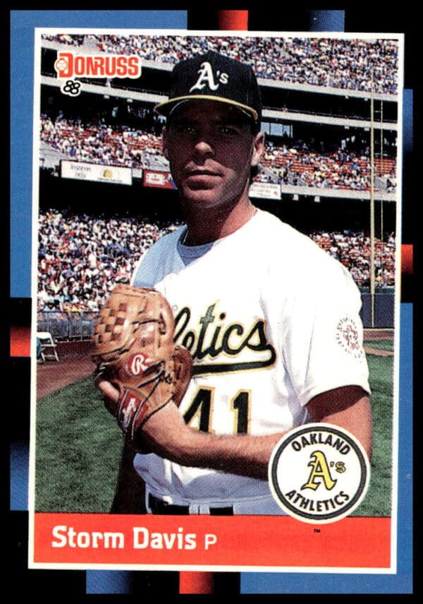 Storm Davis 1988 Donruss Baseball Card #595, Oakland Athletics Pitcher.