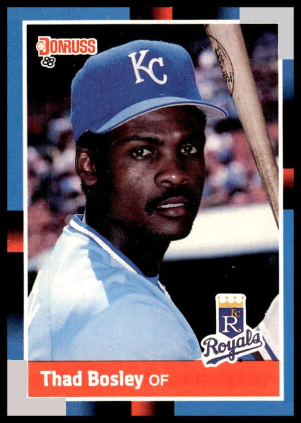 Thad Bosley 1988 Donruss Baseball Card #348, featuring Bosley in action, team stats visible.