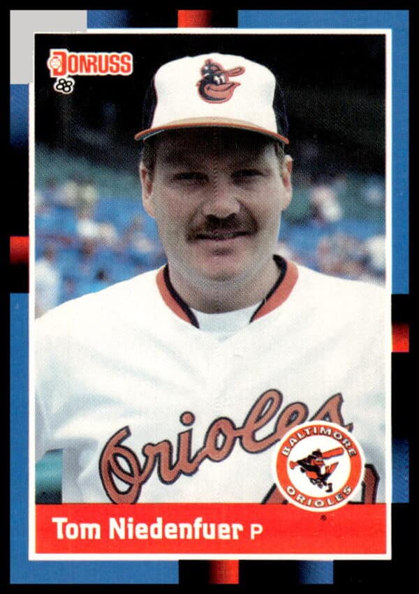 1988 Donruss Baseball Card #294 featuring pitcher Tom Niedenfuer in action.