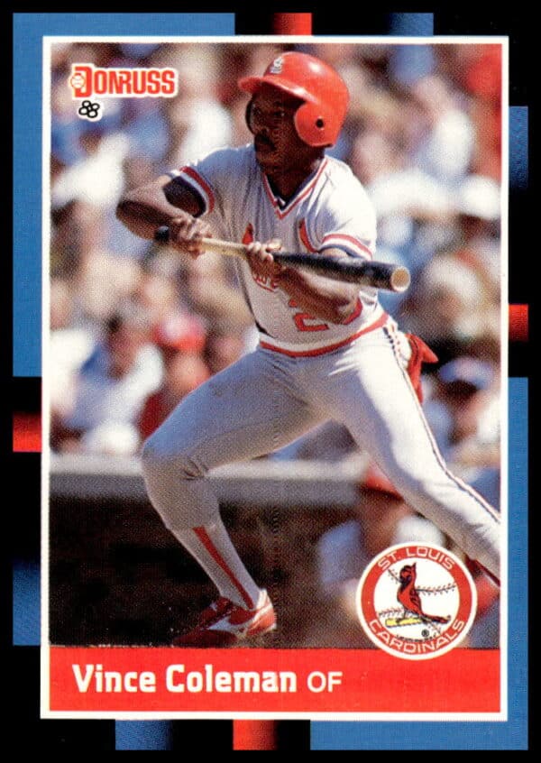 1988 Donruss Vince Coleman baseball card #293 front, St. Louis Cardinals uniform.